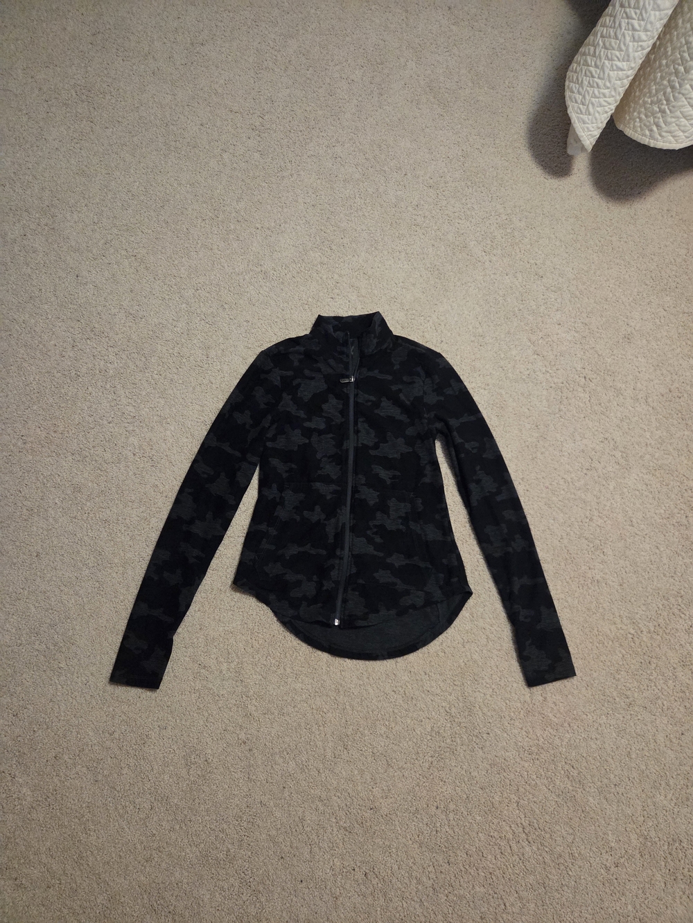 Women's Black Camo Zip-Up Running Jacket